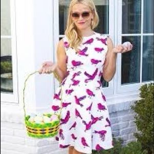 Draper james circle dress pink birds tweet dress